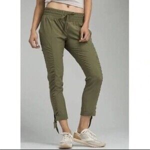 Prana Bindi Ankle Tie Pant Pull On Drawstring Ruched Leg Athleisure Women's S